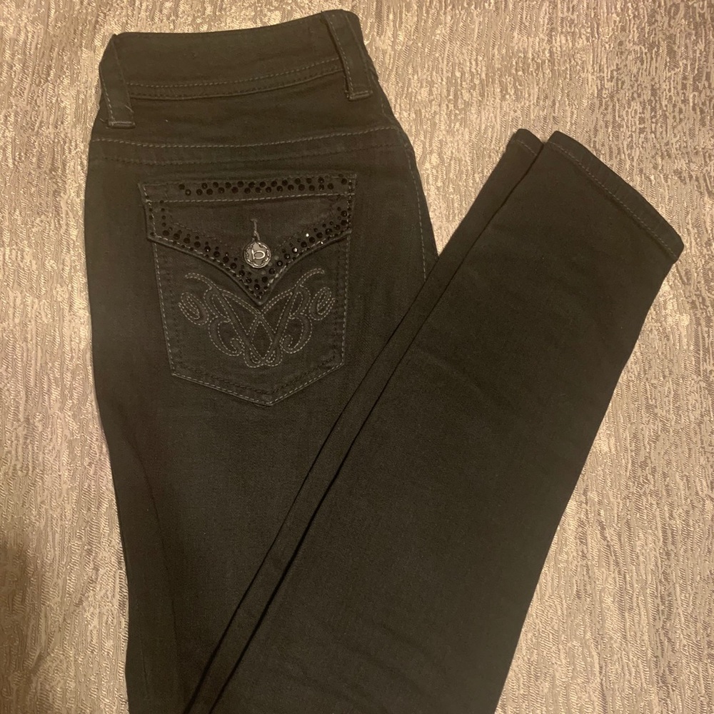 Bebe skinny jeans with rhinestone details
